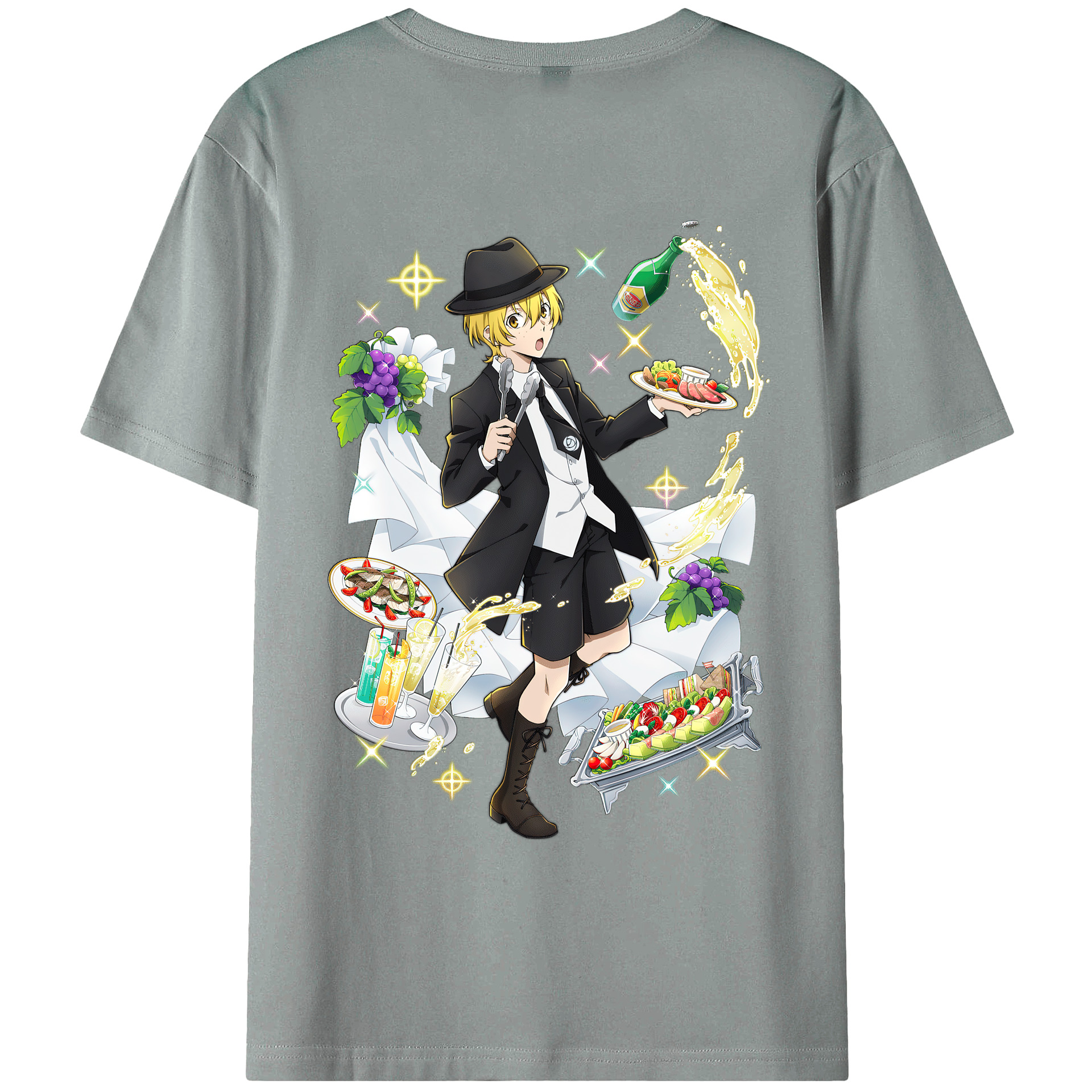 （画像用） 文豪ストレイドッグス Bungo Stray Dogs 綿100％ メンズ半袖Tシャツ（バックプリント） 通気性